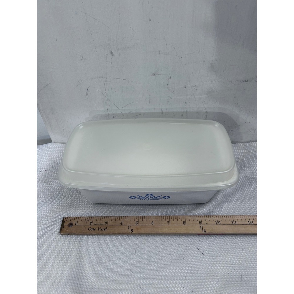 Corning Ware Loaf Pan 2 QT White Blue Cornflower Floral Vintage Bakeware - Picture 7 of 8